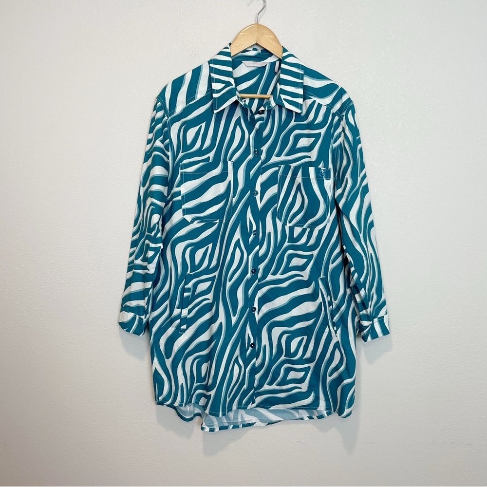 Care Tucker Preslie Poplin Shirt Dress Mini in Shaded Zebra Print Size M/L